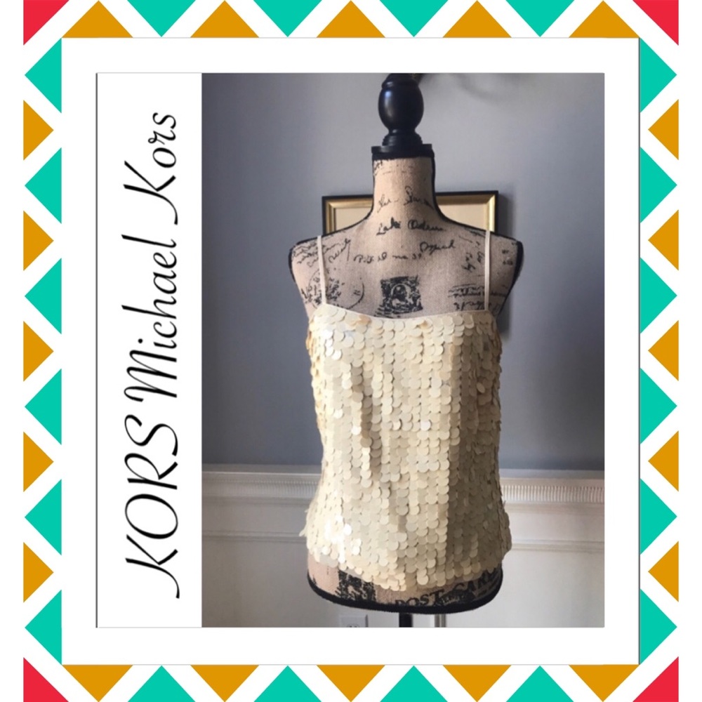 KORS Michael Kors Silk Sequin Top Sz 8 NWT
